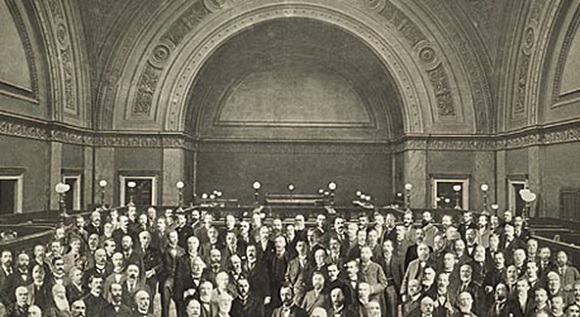 RBS employees in branch during WW1 era