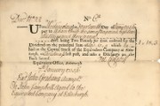 Equivalent Company dividend certificate in the name of Adam Smith, 1736