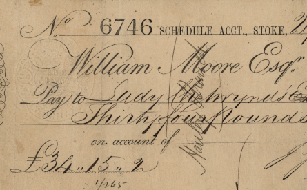 Detail from a cheque of William Moore Esq, 1859