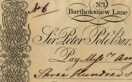 Detail from a cheque of Pole, Thornton, Free, Down & Scott, 7 April 1819