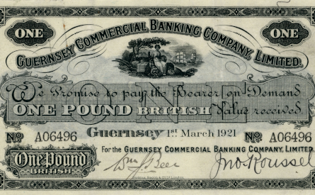 £1 note of Guernsey Commercial Banking Co Ltd, 1921