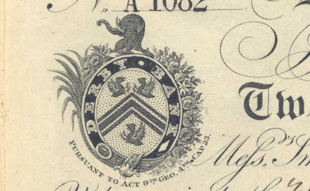 Detail from a £20 banknote of Derby Bank, 30 July 1890