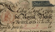 Details from a Royal Bank of Scotland one guinea note, 1792