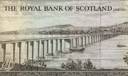 Detail of a Royal Bank of Scotland £10 note, 1969