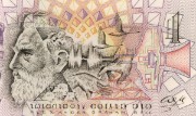 Detail of the Alexander Graham Bell commemorative £1 note