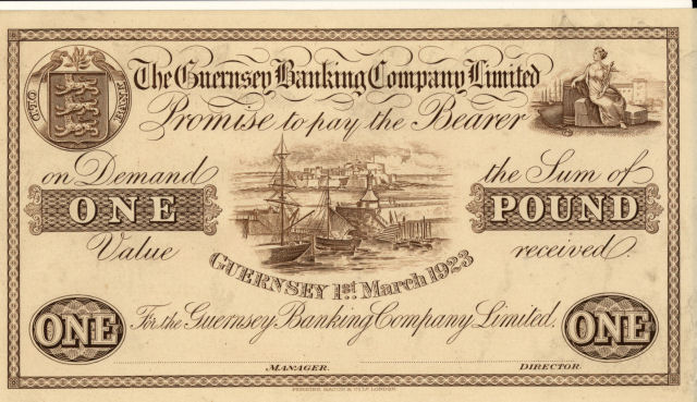 £1 note of Guernsey Banking Co Ltd, 1923 © RBS 2018 £1 note of Guernsey Banking Co Ltd, 1923 © RBS 2018