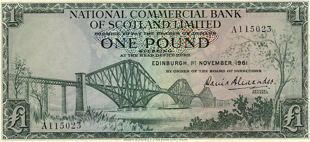 £1 note of National Commercial Bank of Scotland, 1961 © RBS 2018