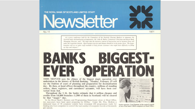 The Royal Bank of Scotland’s staff newsletter report on D-Day, 1971 © RBS 2018