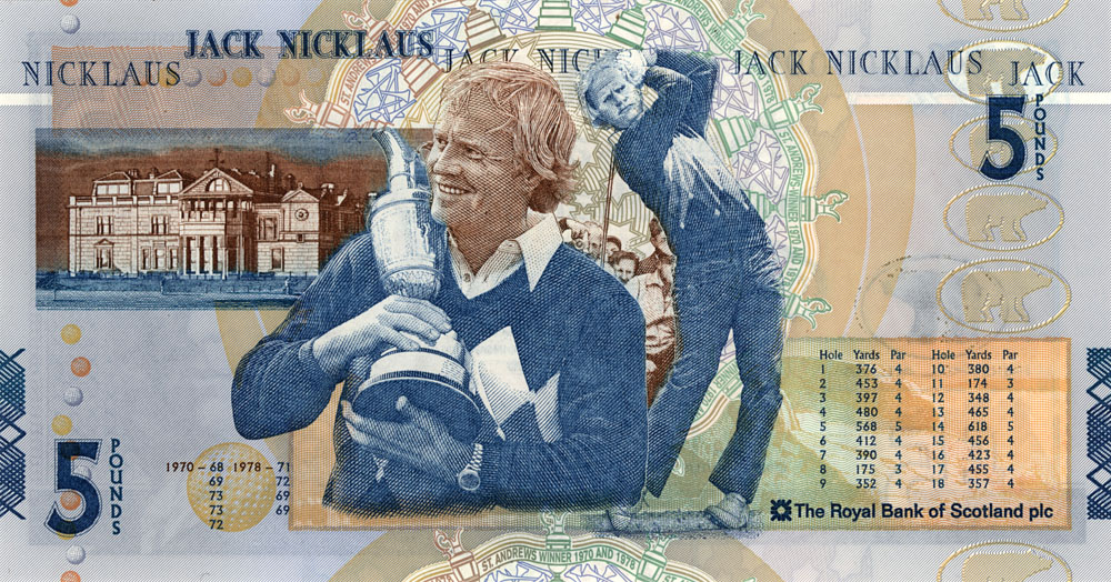 RÃ©sultat de recherche d'images pour "jack nicklaus and the claret jug bank note"