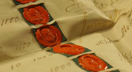 Seals and signatures on the document establishing Lancaster Joint Stock Banking Co, 1826