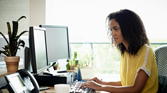 Customer at home browsing at computer