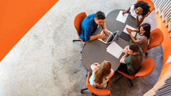 Group of office workers in conversation