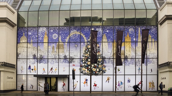 Christmas decorations in Coutts London building