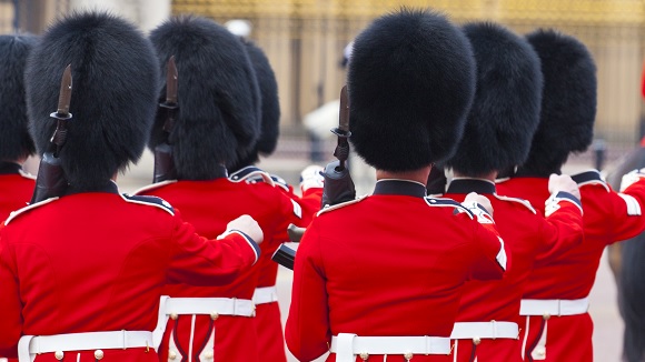 Military personnel marching in London