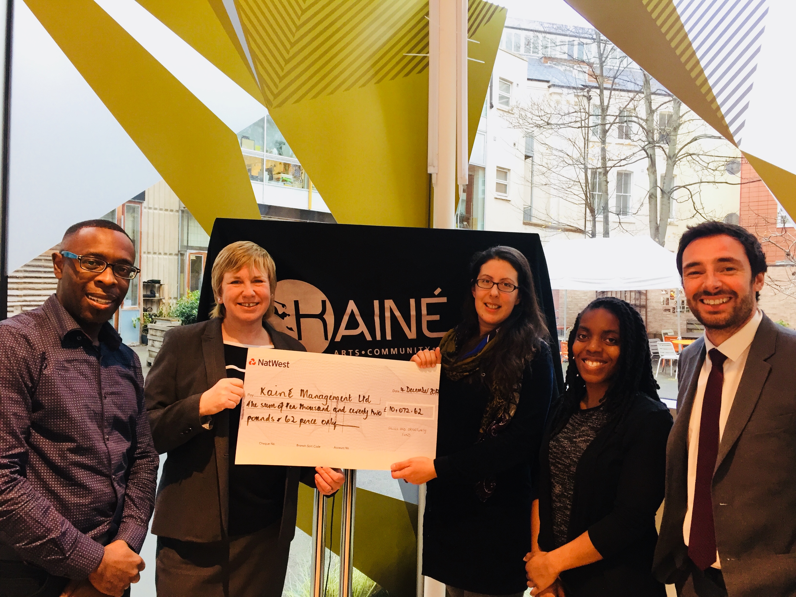 Kainé Management has ben awarded £10072.62 of funding from NatWest as part of its Skills and Opportunities Fund.